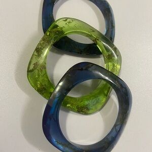Vibrant Blue and Green Resin Bangles
